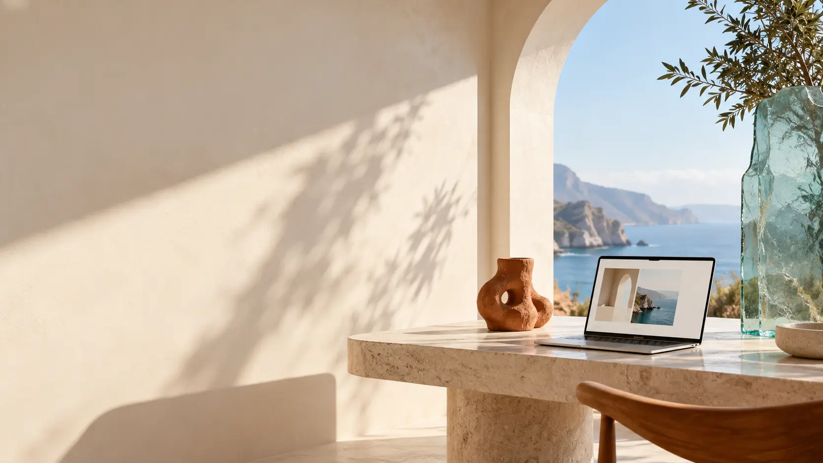 Bright contemporary creative studio with architectural forms